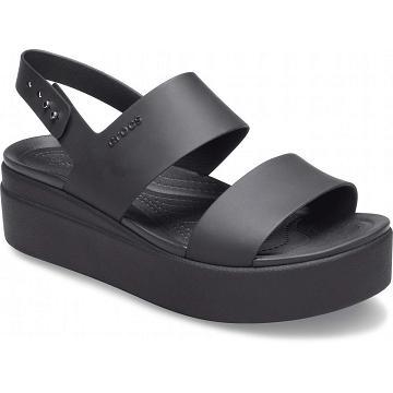 Crocs Brooklyn Low Wedge Women's Platform Clogs Black / Black | Australia 0469QMAZ